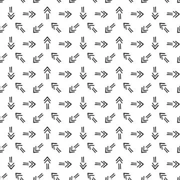 Creative seamless arrow pattern - hand drawn design. Vector tileable background Stock Illustration