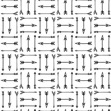 Creative seamless arrow pattern - hand drawn design. Vector tileable background Stockillustratie