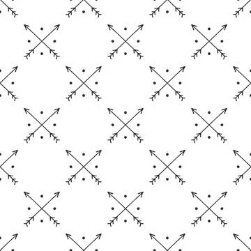 Creative seamless arrow pattern - hand drawn design. Vector ornamental back.. Illustrazione stock