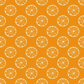 Creative seamless Citrus vector pattern. Orange slice on orange background Illustrazione stock