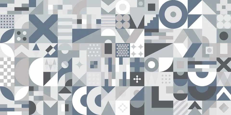 Creative Seamless Colorful Abstract Vector Bauhaus Geometric Pattern Design.. Stock Illustration