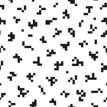 Creative seamless decorative vector pattern. Black and white design - pixel Stock Illustration