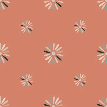 Creative seamless floral pattern with abstract daisy flowers ornament. Pastel イラスト素材