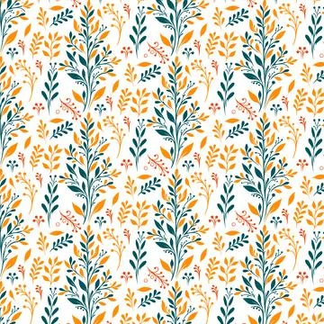 Creative seamless floral pattern with botanical motifs wildflowers Stock Illustration