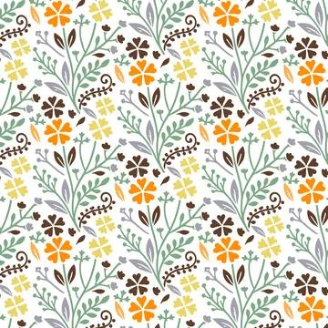 Creative seamless floral pattern with botanical wildflower and tropical elements Stock Illustration