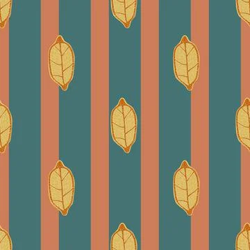 Creative seamless food pattern with orange lemon ornament. Striped background Illustrazione stock