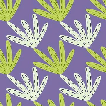 Creative seamless nature flora pattern with green and light grey foliage elem Stock Illustration