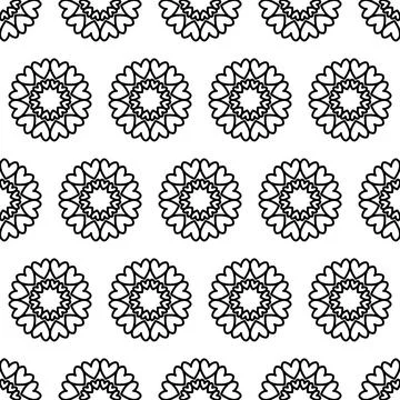 Creative seamless pattern black white mandala heart in circle background 스톡 일러스트