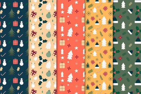 Creative seamless pattern bundle decoration on dark and red backgrounds. Ch.. Illustrazione stock