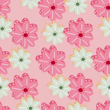 Creative seamless pattern with chamomile flowers shapes. Blue elements. Natur Illustrazione stock