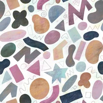 Creative seamless pattern with different shapes and textures. Cartoon fabric Stock Illustration