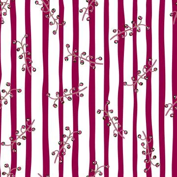 Creative seamless pattern in doodle style with simple random berry branches p Illustrazione stock