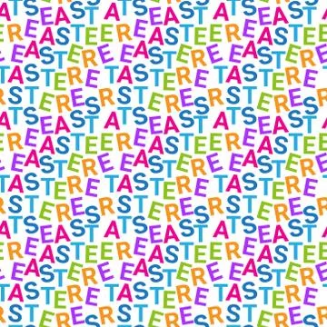 Creative Seamless Pattern For Easter Holiday Colorful Lettering On White Stockillustratie