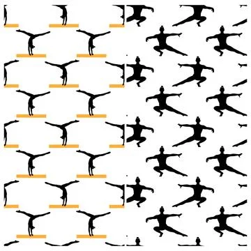 Creative seamless pattern with Females silhouettes performance balance beam or イラスト素材