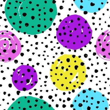 Creative seamless pattern with hand drawn textures. Abstract background. Polk Stock Illustration