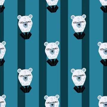 Creative seamless pattern in hand drawn style with business bear character pr Stock Illustration