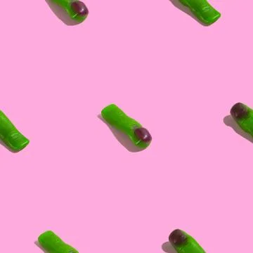Creative seamless pattern with jelly finger zombie on pink background. Hallow Stock Photos