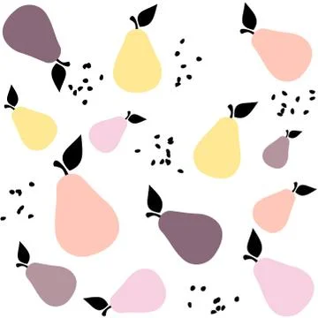 Creative seamless pattern with pears in pastel colors. Scandinavian stylish b Illustrazione stock
