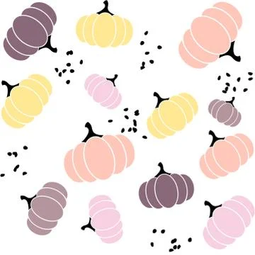 Creative seamless pattern with pumpkins in pastel colors. Scandinavian stylis Stock Illustration