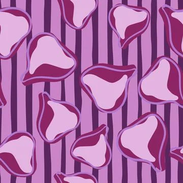 Creative seamless pattern with random fig fruit silhouettes. Striped backgrou Illustrazione stock