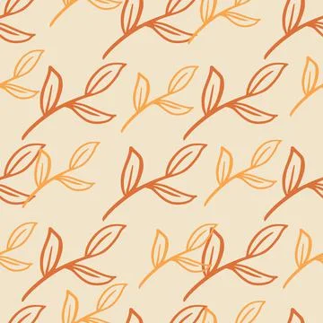 Creative seamless pattern with red and orange colored leaf branch print. Past Illustrazione stock