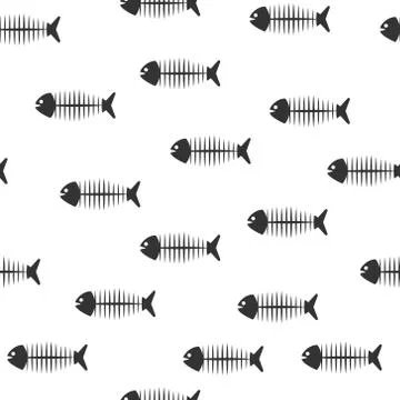 Creative seamless pattern of skeleton fish. Vector pattern for textiles, pack Stock Illustration