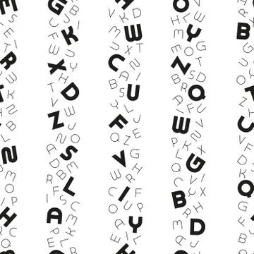 Creative seamless vector alphabet pattern. Repeatable white background with Illustrazione stock