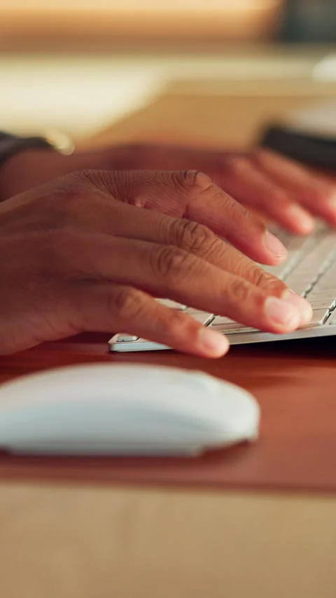 Creative, search and hands with keyboard in office, writer or planning for novel Stock Footage 340821956