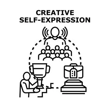 Creative self expression finding success and recognition Stock Illustration