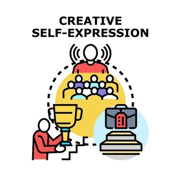 Creative self expression finding success and recognition Stock Illustration