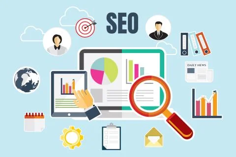 Creative SEO Concept Icons. Stock Illustration