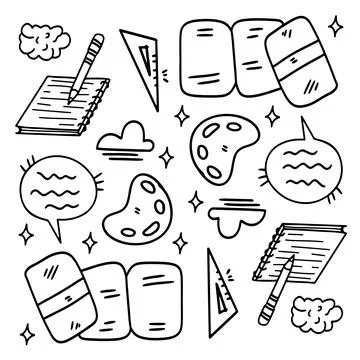 Creative set with doodle line style vector Stock Illustration