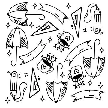 Creative set with doodle line style vector Stock Illustration