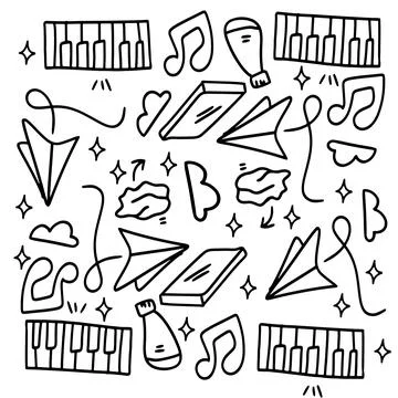 Creative set with doodle line style vector Stock-Illustration