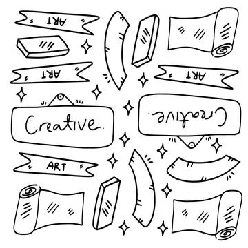 Creative set with doodle line style vector Illustrazione stock