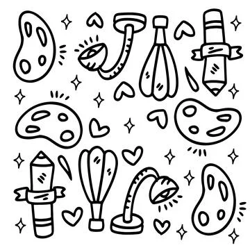 Creative set with doodle line style vector Stock Illustration