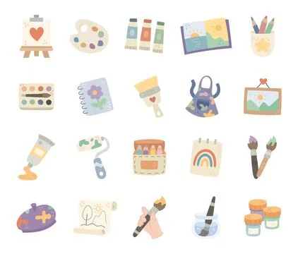 Creative set featuring art painting tools Stock Illustration