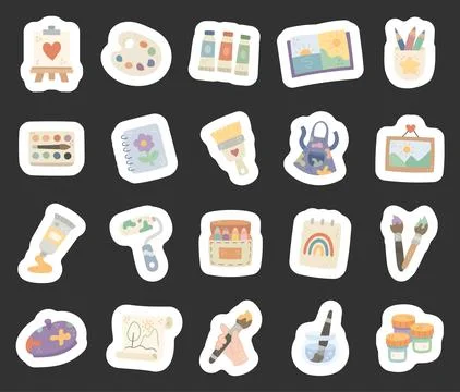Creative set featuring art painting tools Stock Illustration