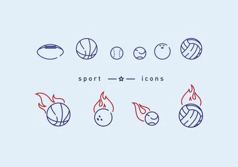 Creative set of icons on sports, balls Illustrazione stock