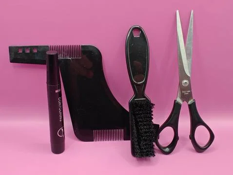 Creative set of professional hairstyle tools Stock Photos