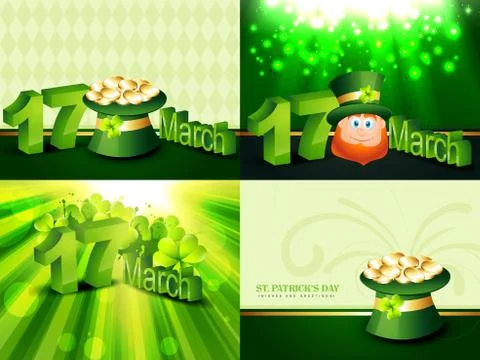 Creative set of saint patrick's day background Stock Illustration