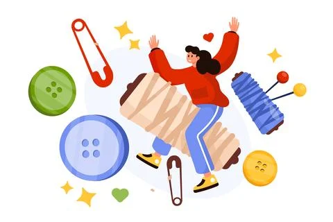 Creative sewing and tailoring hobby concept. Stock Illustration