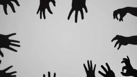 Creative Shadow Art with Multiple Hands on Gray Background Stockbeeldmateriaal 311933166