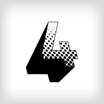 Creative shadowed number 4, pop art dot design sport and education. Stock Illustration