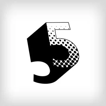 Creative shadowed number 5, pop art dot design sport and education. Stock Illustration