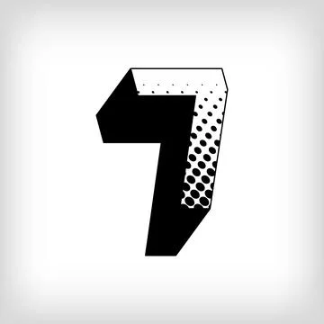 Creative shadowed number 7, pop art dot design sport and education. Illustrazione stock