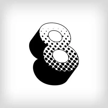 Creative shadowed number 8, pop art dot design sport and education. Stock Illustration