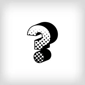 Creative shadowed question mark, pop art dot design alphabet sign. Stock Illustration