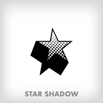 Creative shadowed star, pop art dot design and star sign. Stock Illustration