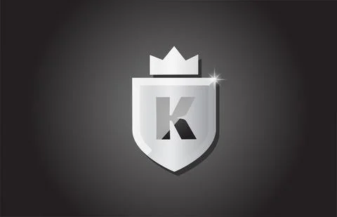 Creative shield K alphabet letter icon logo in grey color. Corporate business Stock Illustration